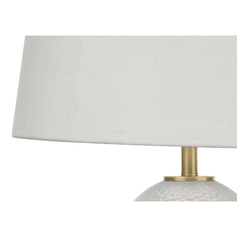 Monarch Specialties I 9610 - Lighting, 26"H, Table Lamp, White Ceramic, Ivory / Cream Shade, Transitional