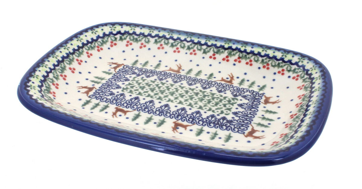 Blue Rose Polish Pottery Sierra Small Rectangular Serving Platter