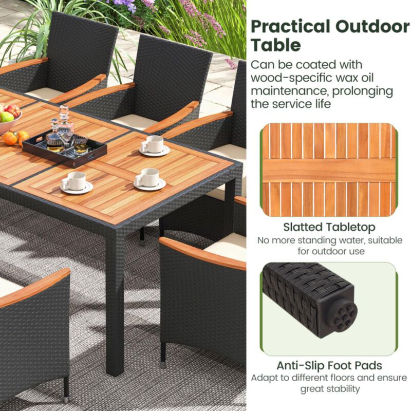 Hivvago 9 Pieces Outdoor Dining Set with Acacia Wood Tabletop
