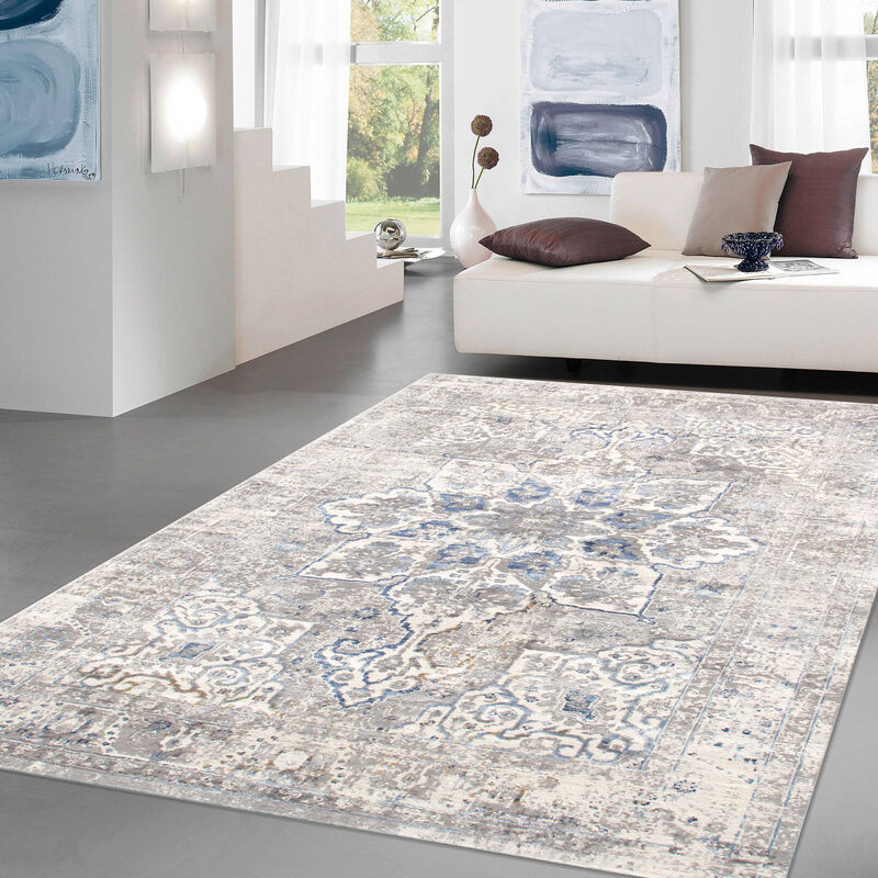 Pasargad Home Turkish Efes Design L. Grey Area Rug- 6' 0" X 9' 0"