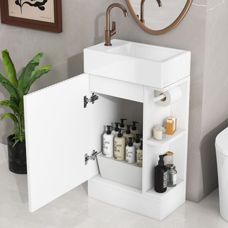 Merax Bathroom Vanity Cabinet with Two-tier Shelf