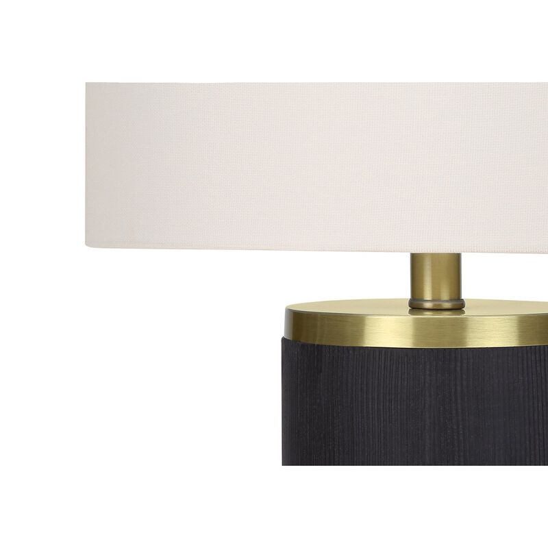 Monarch Specialties I 9710 - Lighting, 24"H, Table Lamp, Black Concrete, Ivory / Cream Shade, Modern