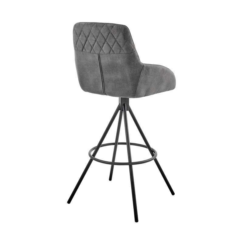 Odessa  Counter Height Bar Stool in Charcoal Fabric and Black Finish