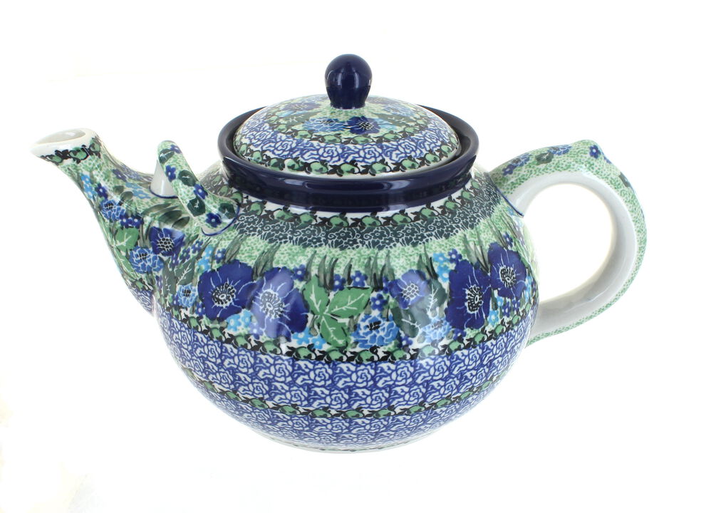 Blue Rose Polish Pottery Georgia Blue Large Teapot