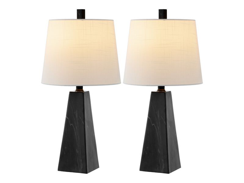 Owen 20.5" Contemporary Resin LED Table Lamp, Black Marble Finish (Set of 2)