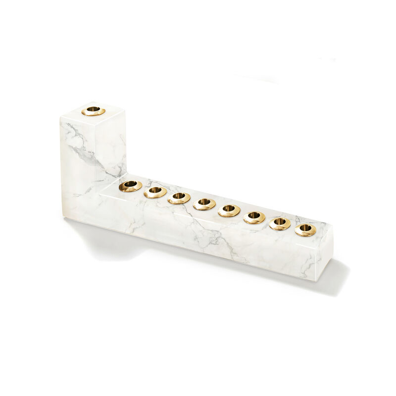 Brillante Menorah, Marble & Gold