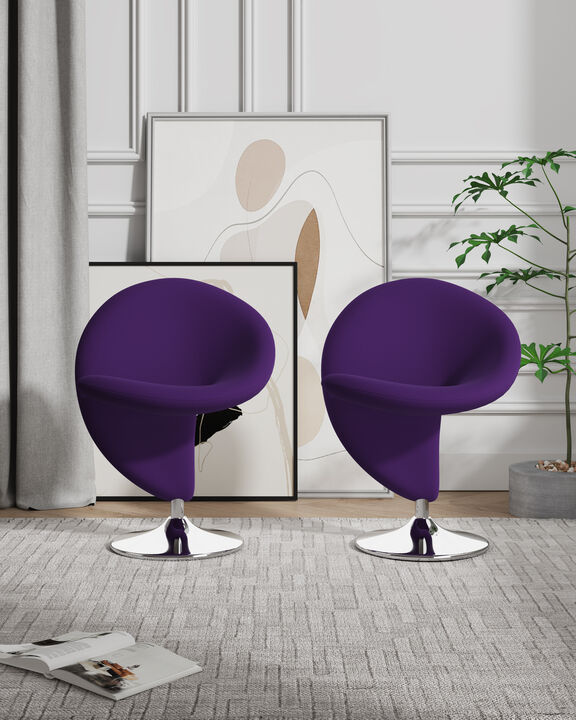 Curl Purple Swivel Accent Chairs (Set of 2)