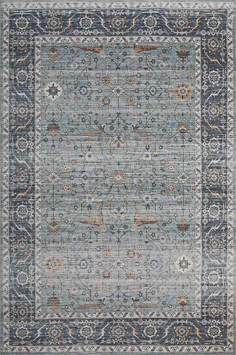 Emir Water-Repellent Transitional South-Western Blue Brown Indoor Area Rug