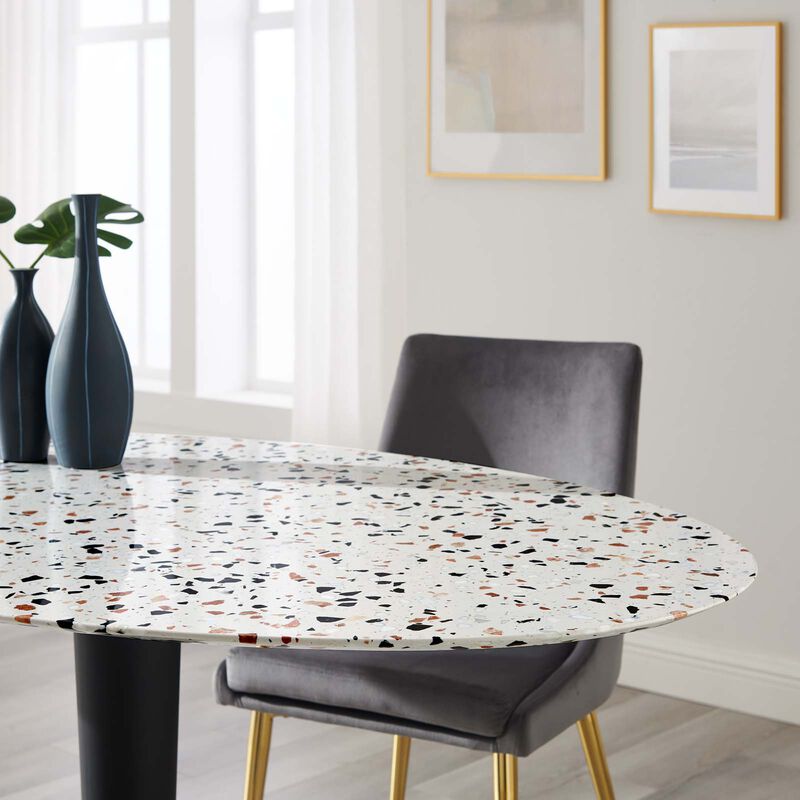 Modway - Zinque 60" Oval Terrazzo Dining Table Gold White