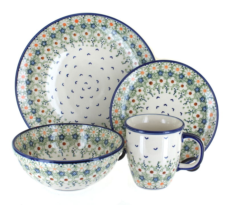 Blue Rose Polish Pottery Scarlett Ivy 4 Piece Place Setting - Service for 1