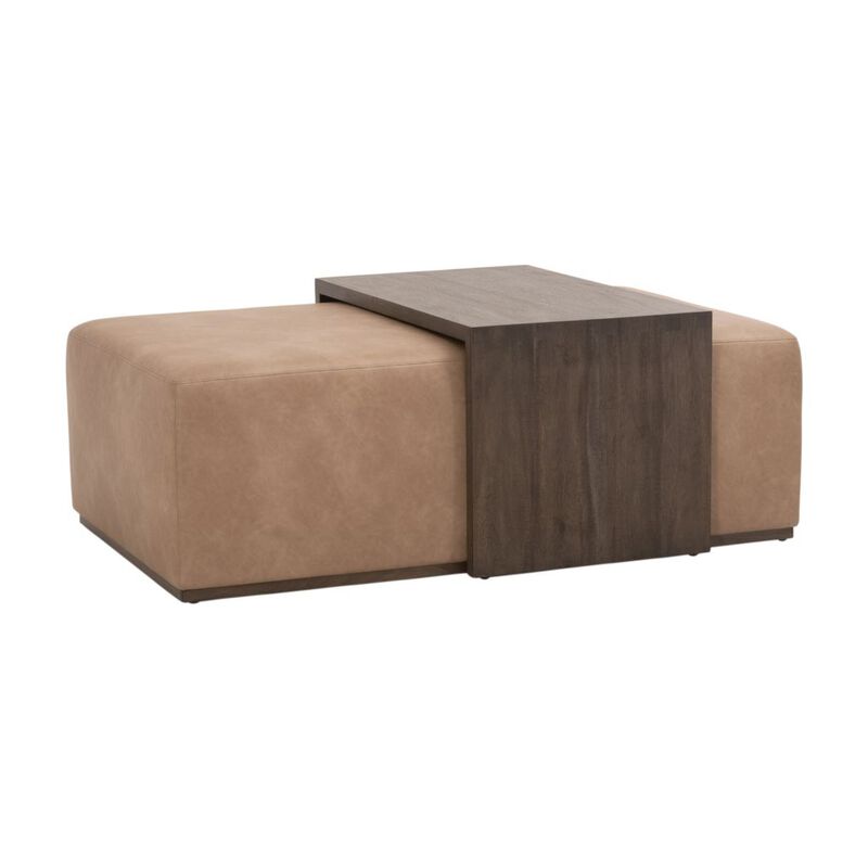 Dovetail Upholstered Coffee Table in Brown