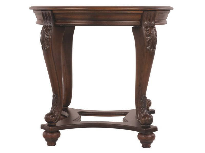 Wooden Round End Table with Cabriole Legs and Glass Top, Brown-Benzara