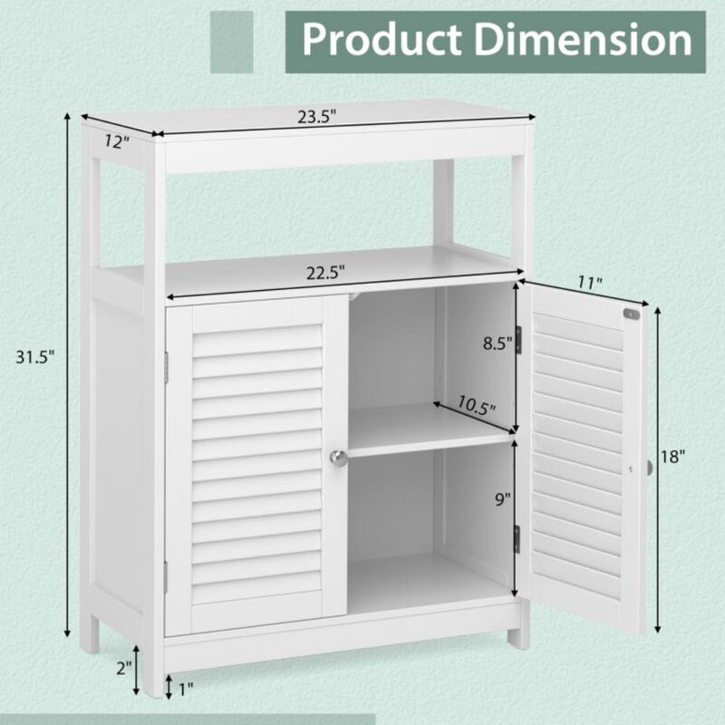 Freestanding Bathroom Floor Cabinet with Double Shutter Doors