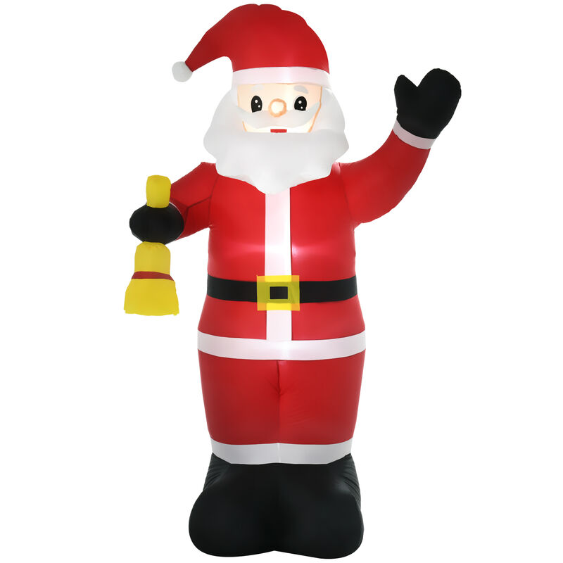 8FT Outdoor Lighted Inflated Xmas Holiday Yard Decoration, Santa Claus with Bell