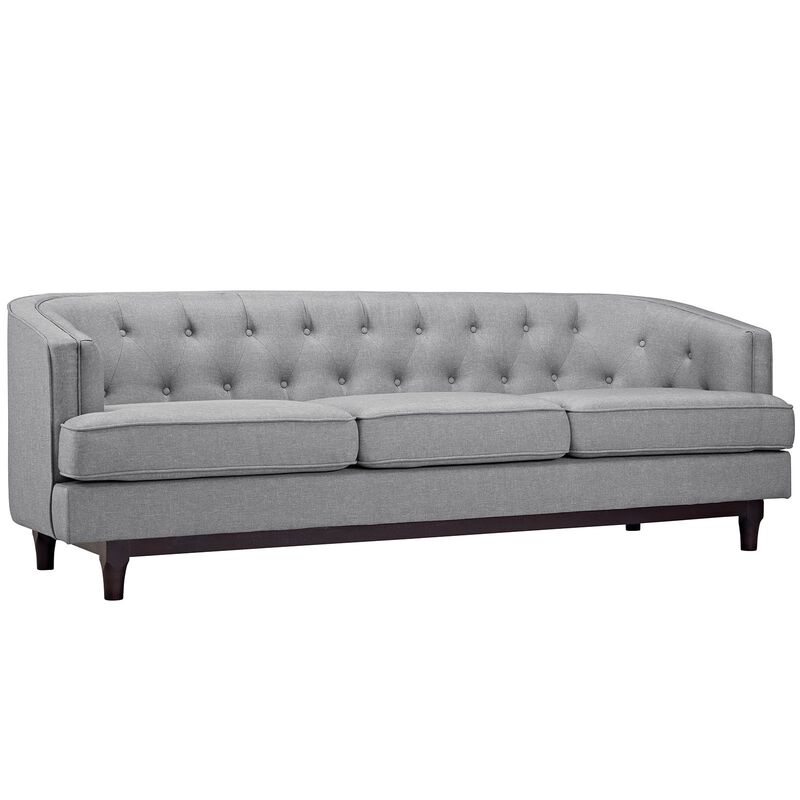 Modway Coast Upholstered Fabric Contemporary Modern Sofa and Two Armchair Set in Light Gray