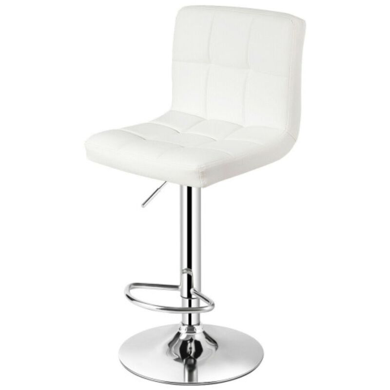 Hivvago Armless PU Leather Bar Stool with Adjustable Height and Swivel Seat