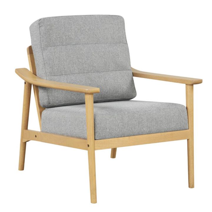 Hivvago Modern Accent Chair with Rubber Wood Armrests and Legs for Living Room