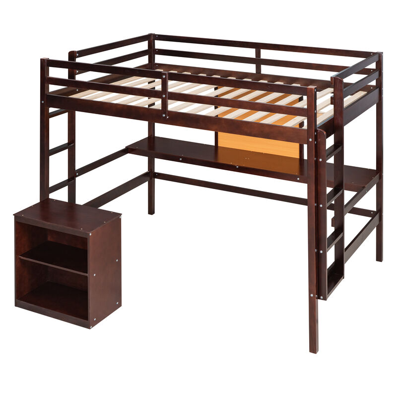 Merax Modern  Wooden Loft Bed with Desk