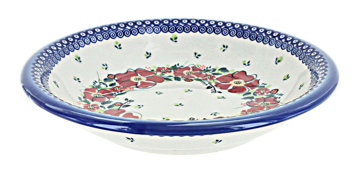 Blue Rose Polish Pottery Summer Picnic Soup Plate