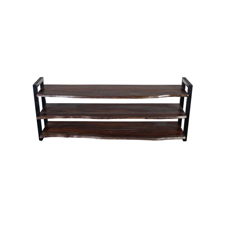 Porter Designs Manzanita Live Edge Solid Sheesham Wood TV Stand, Gray