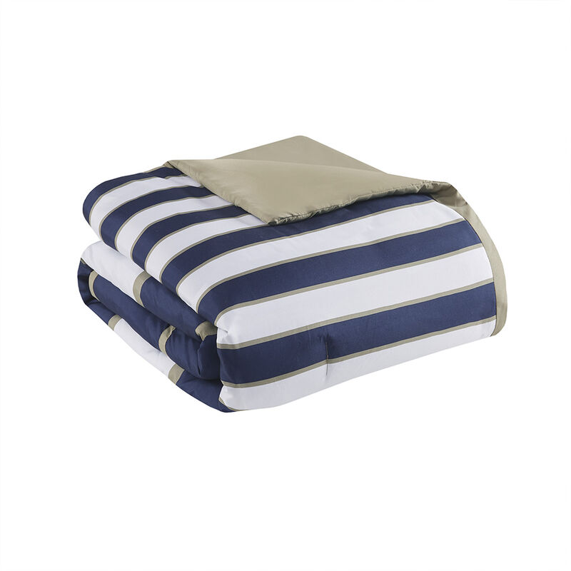 Gracie Mills Eudora 4-Piece Classic Stripes Comforter Set