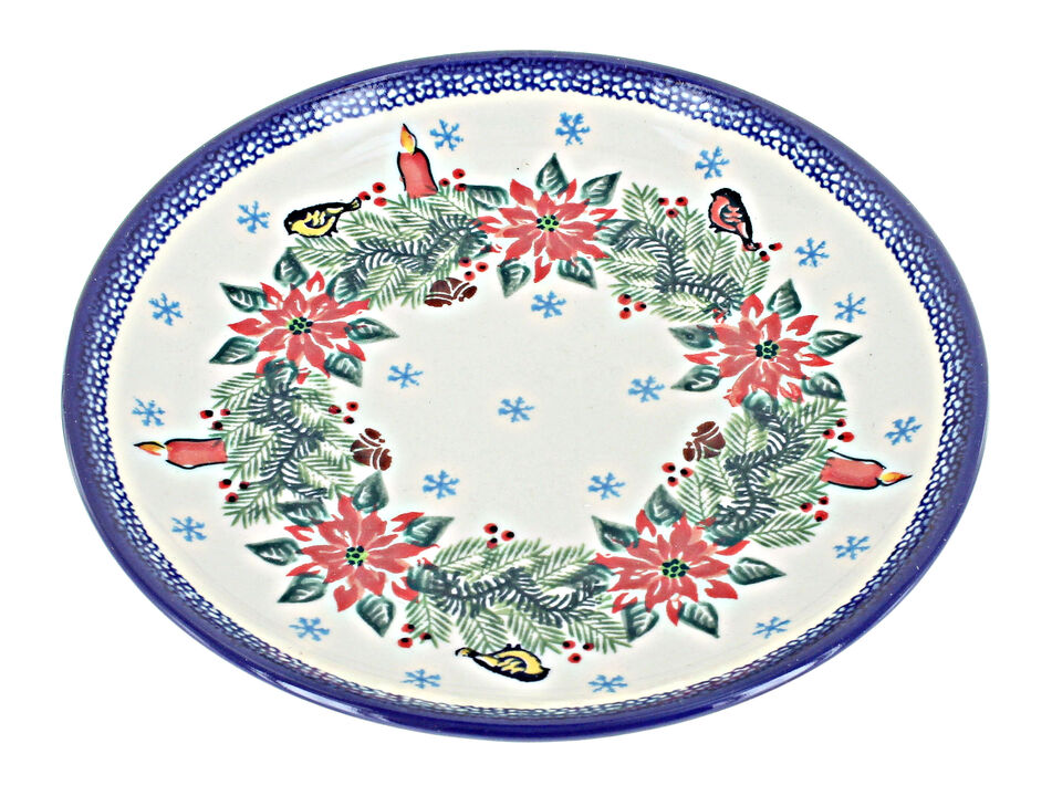 Blue Rose Polish Pottery Christmas Morning Dessert Plate