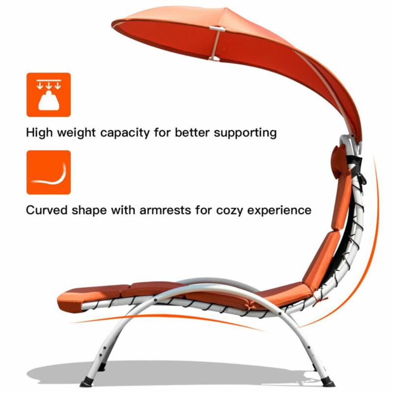 Hivvago Patio Hammock Chaise Lounger Chair with Canopy