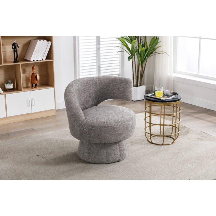 360 Degree Swivel Cuddle Barrel Accent Chairs, Round Armchairs with Wide Upholstered, Fluffy Fabric Chair for Living Room, Bedroom, Office, Waiting Rooms