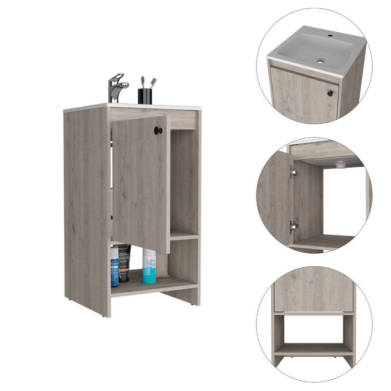 DEPOT E-SHOP Braavos Bathroom Vanity, Sink, Two Shelves, Single Door Cabinet