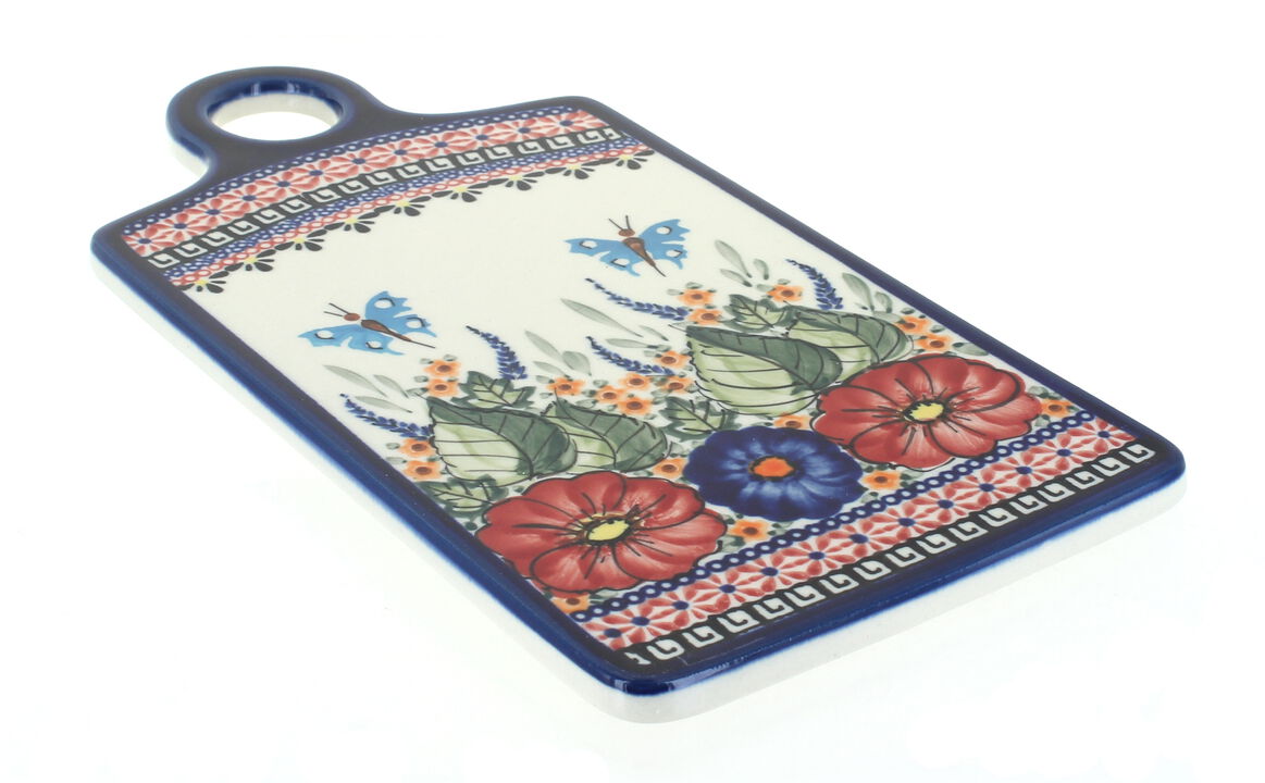 Blue Rose Polish Pottery Blue Tulip Cutting Board