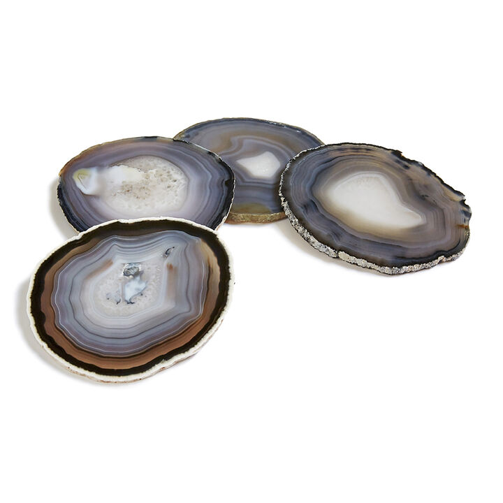 Pedra Coasters, Smoke Agate, Set of 4