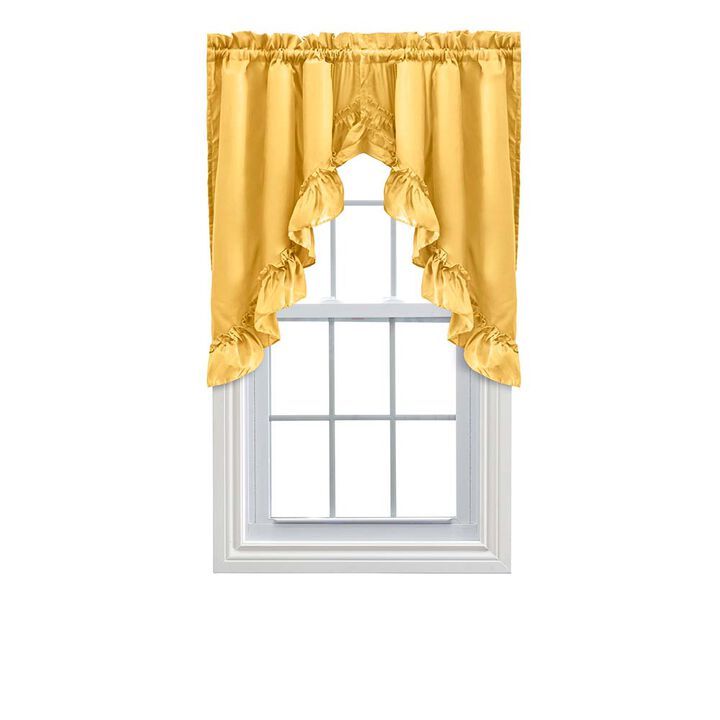 Ellis Stacey 1.5" Rod Pocket High Quality Fabric Solid Color Window Ruffled Swag 60"x38" Yellow