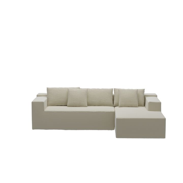 FUFU&GAGA Compressed Sofa, Fabric & Sponge Upholstered Couch &ndash; Modern 3-Seater (105.9" W x 37" D x 26.4" H),Beige