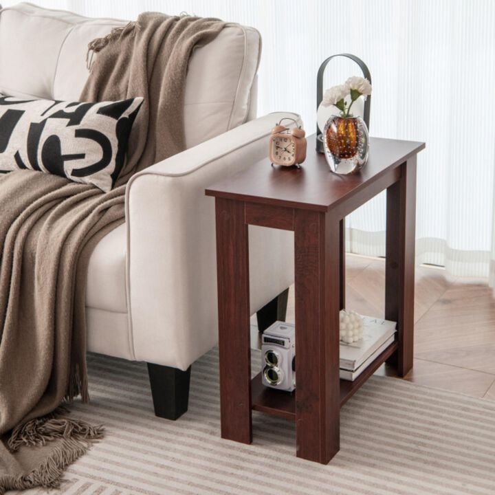 Hivvago 2-Tier Modern Compact End Table with Storage Shelf