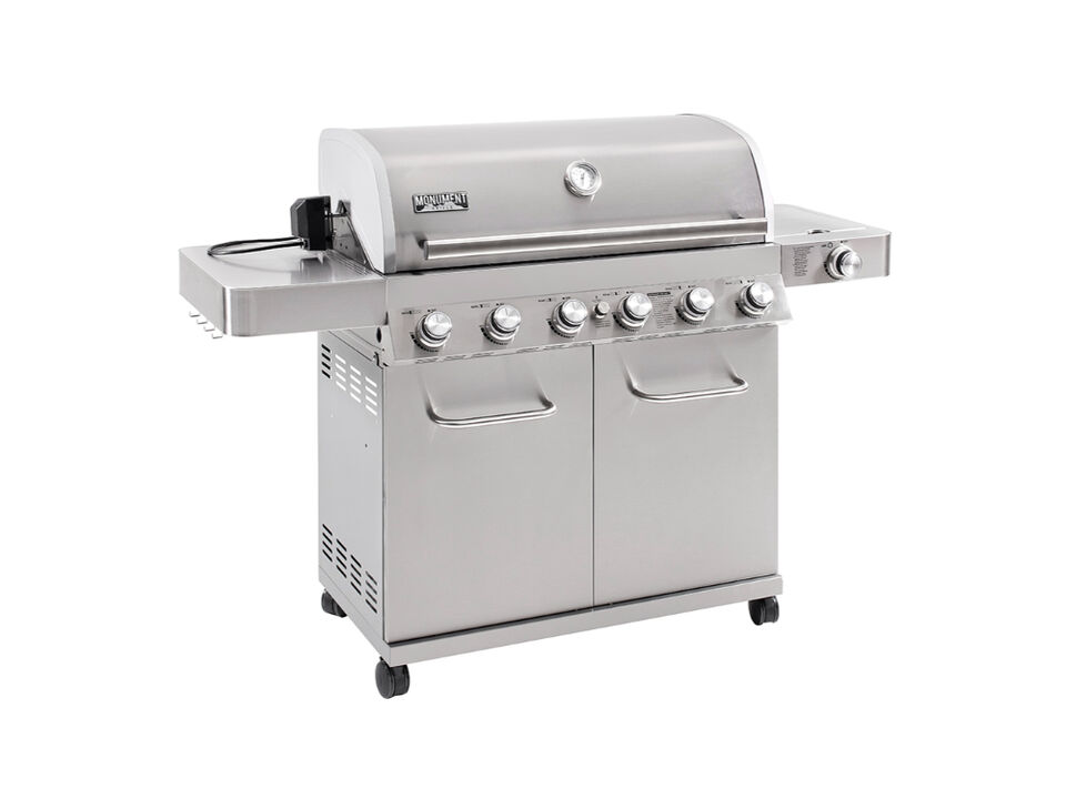 Monument Grills Classic Series | 6 Burner Stainless Steel Propane Gas Grill With Solid Lid