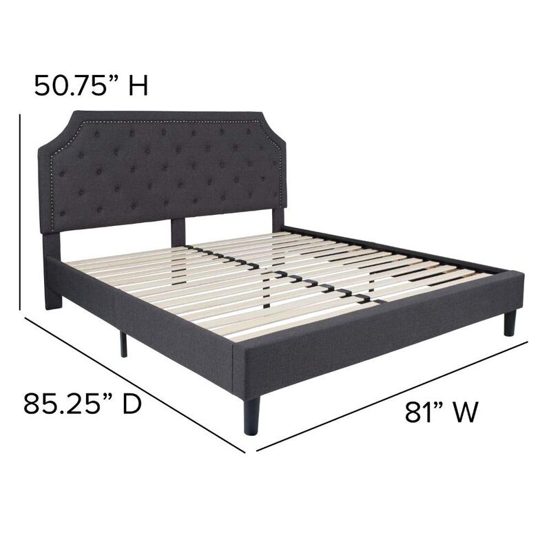 Flash Furniture Brighton King Size Tufted Upholstered Platform Bed in Dark Gray Fabric