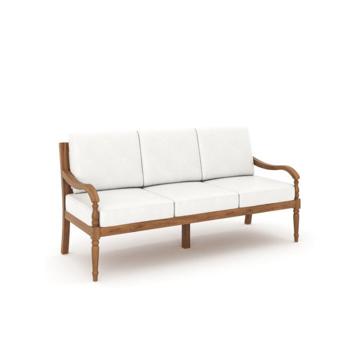 New Classic Furniture Savannah Wood Patio Sofa in Natural/White