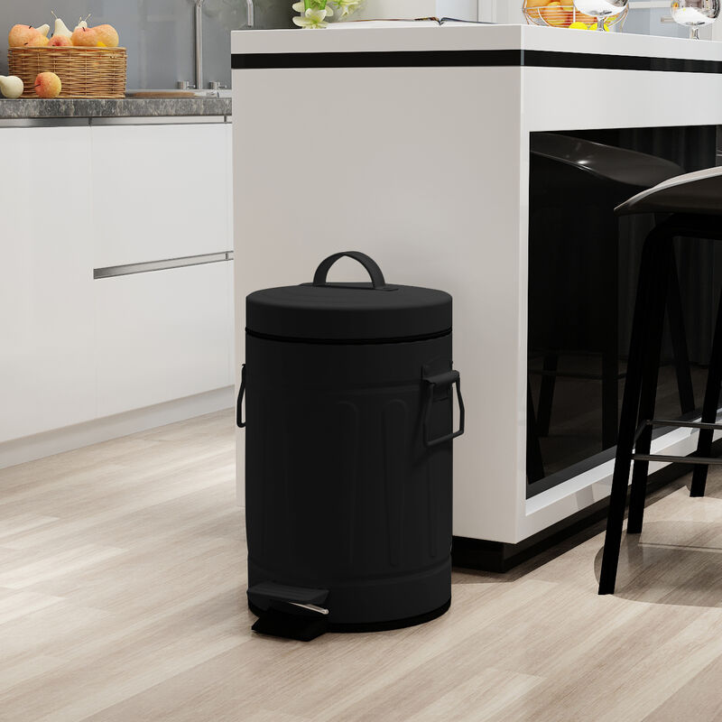 3+12 Liter New York Style Round Trash Can Combo Black