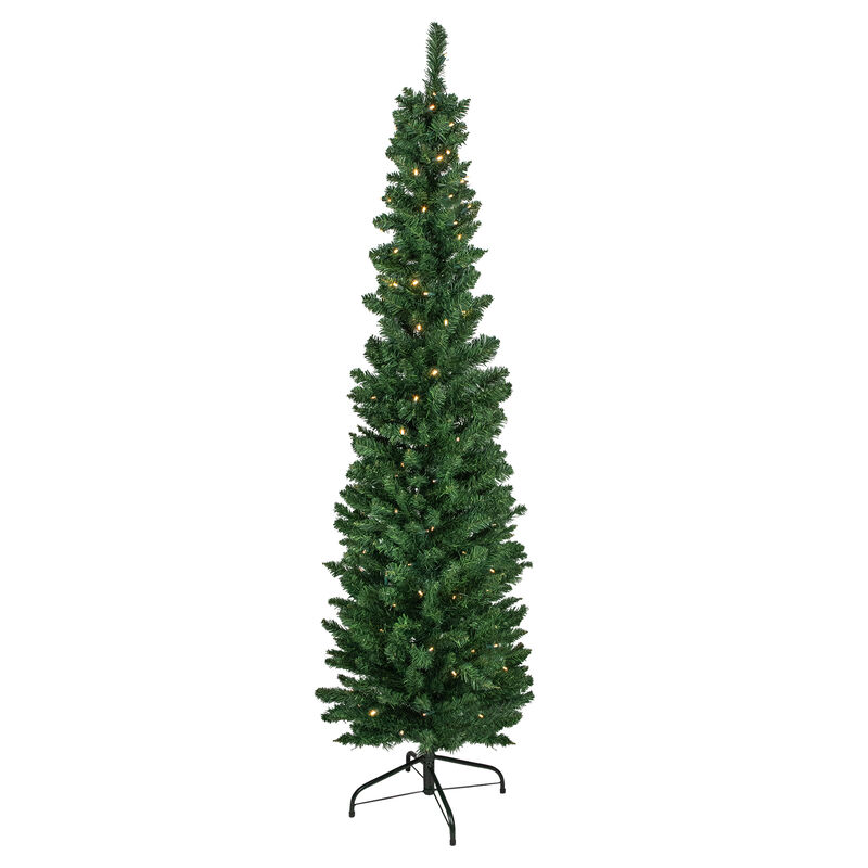 6' Pre-Lit Northern Balsam Fir Pencil Artificial Christmas Tree  Warm Clear LED Lights