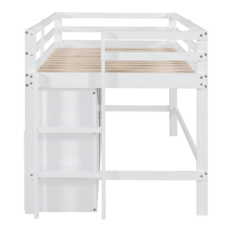 Merax Loft Bed with 4 Drawers