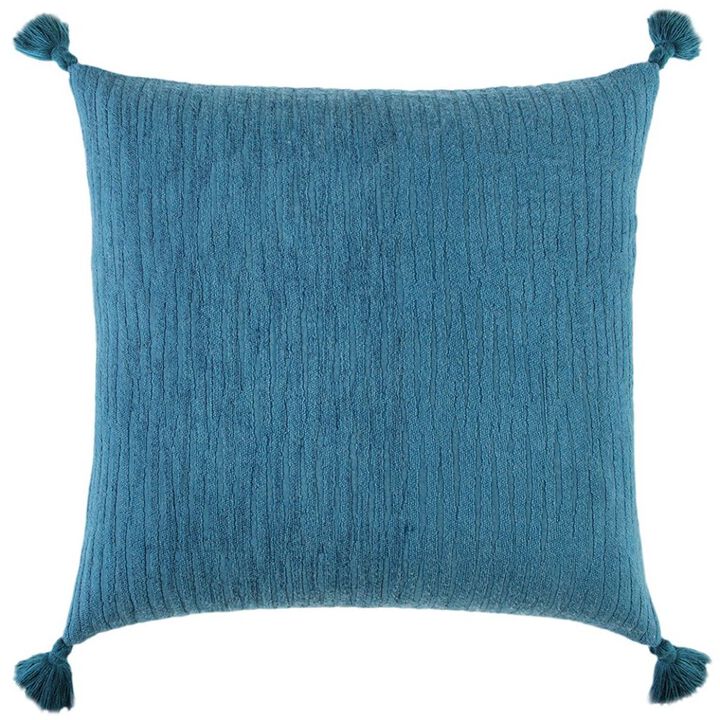 Homezia Teal Solid Tonal Abstract Stripe Throw Pillow