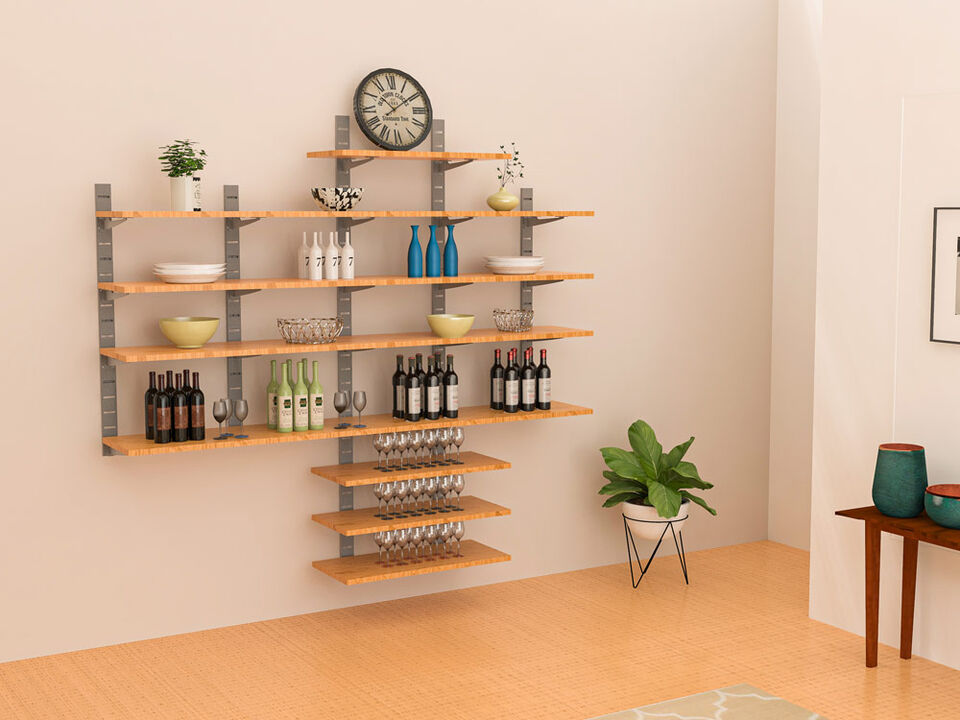 Trendy  Living Room Shelving System 91" High with 8 Shelves 48" Length | 4 Sections- Shelves Sold Separately