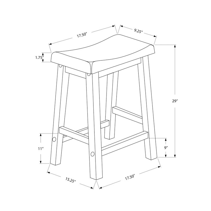 Monarch Specialties I 1534 Bar Stool, Set Of 2, Bar Height, Saddle Seat, Wood, White, Contemporary, Modern