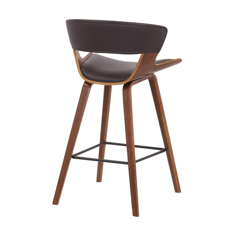 Jagger Modern  Wood and Black Faux Leather Counter Height Barstool