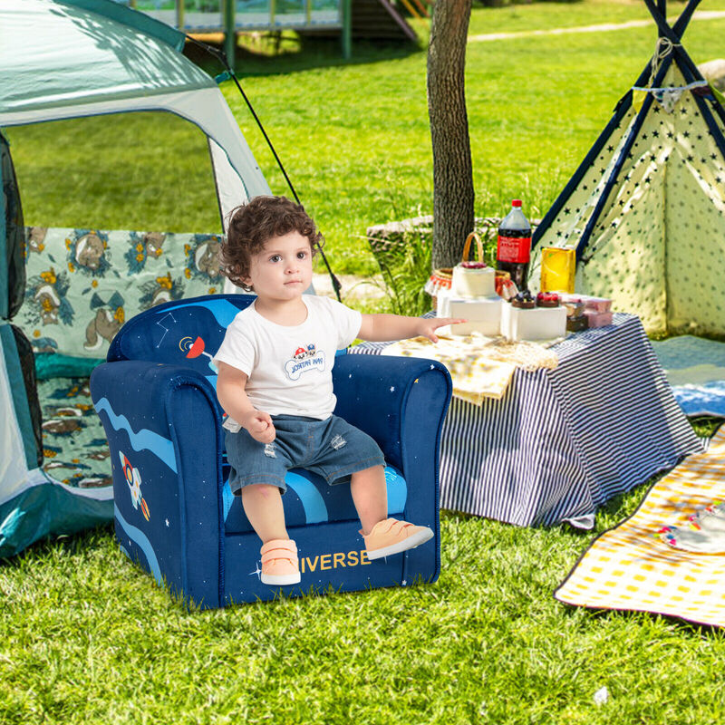 Toddler Upholstered Armchair with Solid Wooden Frame and High-density Sponge Filling