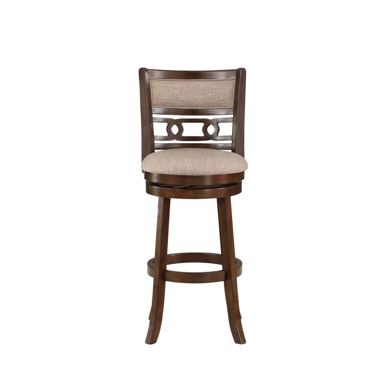 New Classic Furniture Gia 29 Solid Wood Swivel Bar Stool with Fabric Seat in Cherry