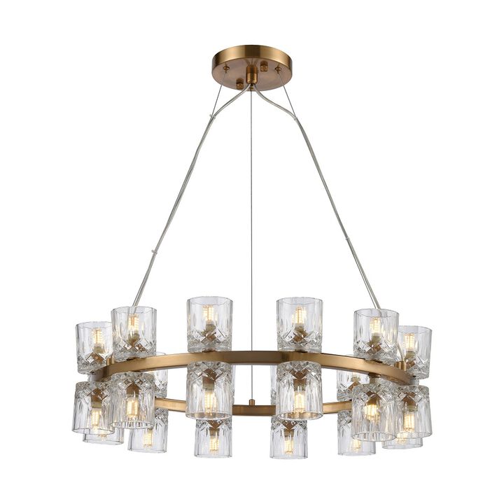 7.50� Clear and Satin Brass Double Vision 24-Light Chandelier