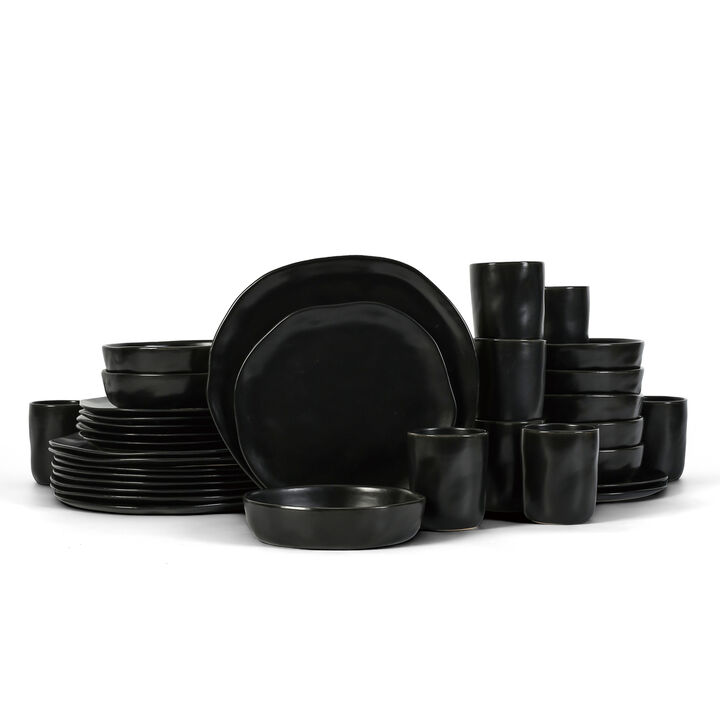 Stone by Mercer Project Hekonda Stoneware 32 Piece Dinnerware Set, Black