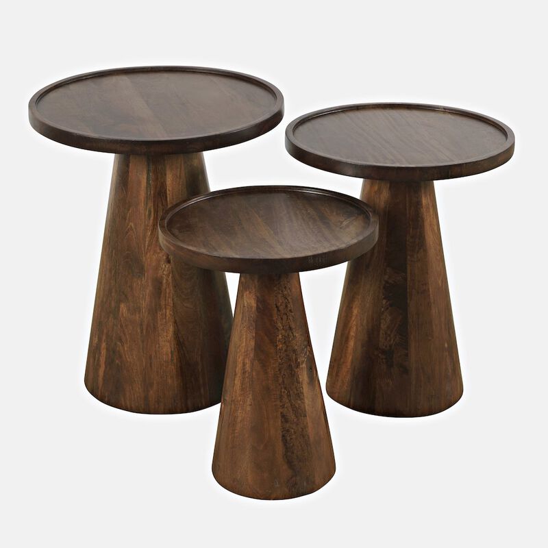 Jofran Knox Mid-Century Modern Solid Hardwood Round Accent Tables (Set of 3)