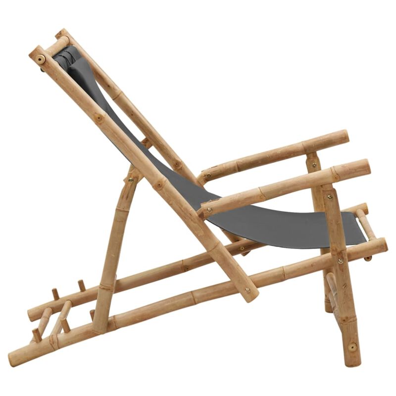 vidaXL Deck Chair Bamboo and Canvas Dark Gray